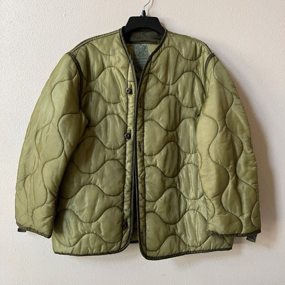 Vintage US Military M-65 Field Jacket Coat Liner Medium Green 1987 Isratex 80s